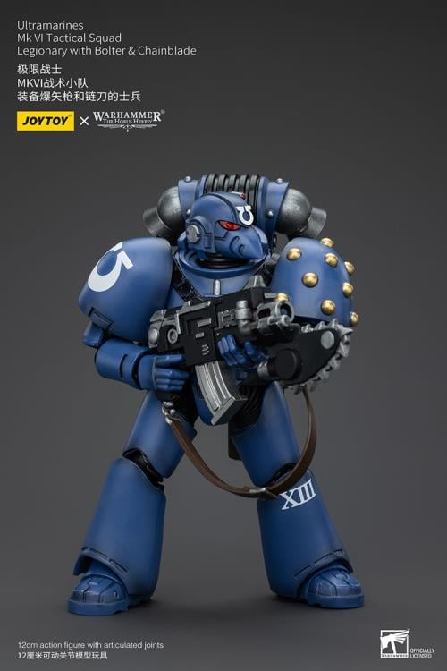 Warhammer: The Horus Heresy Ultramarines MKVI Tactical Squad Legionary with Bolter and Chainblade 1/18 Scale Action Figure Gallery Image 6