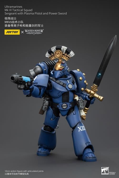 Warhammer: The Horus Heresy Ultramarines MKVI Tactical Squad Sergeant with Plasma Pistol and Power Sword 1/18 Scale Action Figure Gallery Image 6
