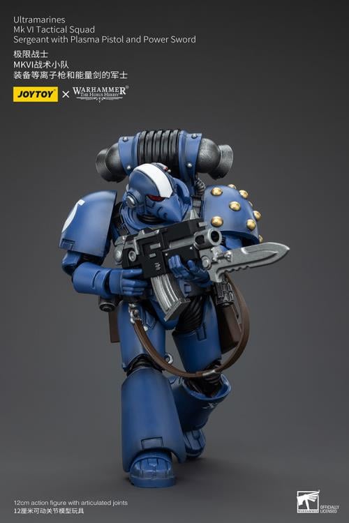 Warhammer: The Horus Heresy Ultramarines MKVI Tactical Squad Sergeant with Plasma Pistol and Power Sword 1/18 Scale Action Figure Gallery Image 8