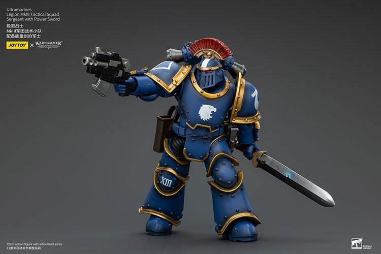 Warhammer: The Horus Heresy Ultramarines Legion MKIII Tactical Squad Sergeant with Power Sword 1/18 Scale Action Figure Gallery Image 5