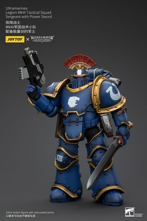 Warhammer: The Horus Heresy Ultramarines Legion MKIII Tactical Squad Sergeant with Power Sword 1/18 Scale Action Figure Gallery Image 3