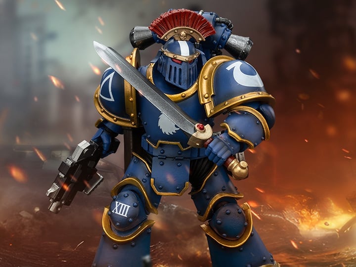 Warhammer: The Horus Heresy Ultramarines Legion MKIII Tactical Squad Sergeant with Power Sword 1/18 Scale Action Figure Gallery Image 1