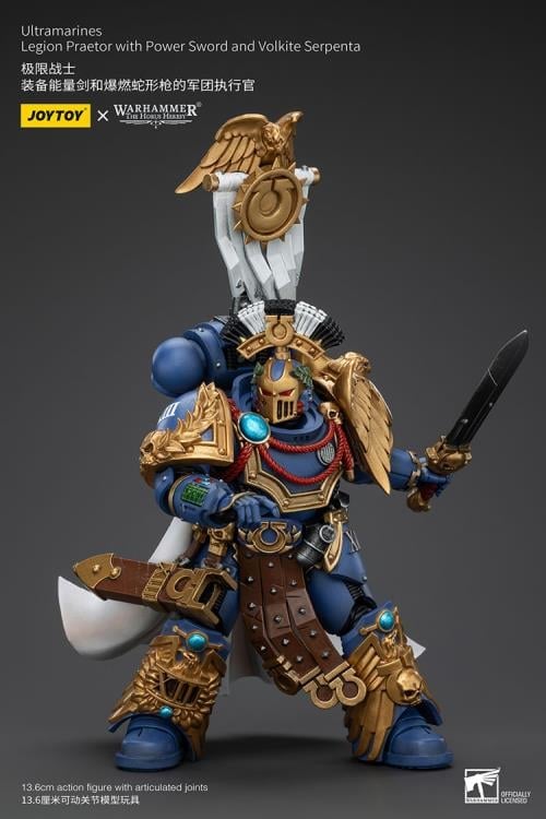 Warhammer: The Horus Heresy Ultramarines Legion Praetor with Power Sword and Volkite Serpenta 1/18 Scale Action Figure Gallery Image 9