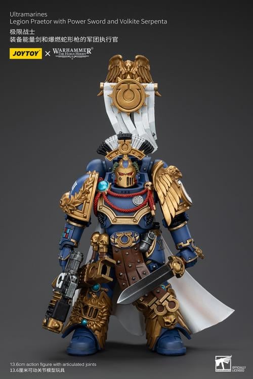 Warhammer: The Horus Heresy Ultramarines Legion Praetor with Power Sword and Volkite Serpenta 1/18 Scale Action Figure Gallery Image 3