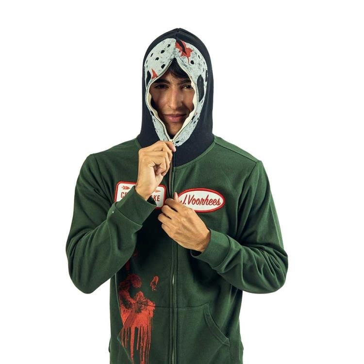 Friday the 13th Jason Voorhees Cosplay Zip-Up Mask Hoodie Gallery Image 7