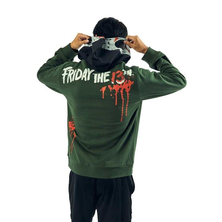 Friday the 13th Jason Voorhees Cosplay Zip-Up Mask Hoodie Gallery Image 6