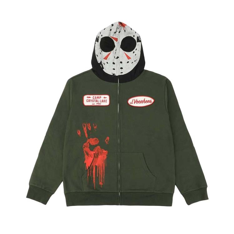 Friday the 13th Jason Voorhees Cosplay Zip-Up Mask Hoodie Gallery Image 8
