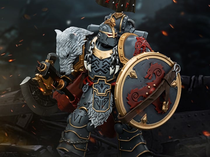 Warhammer: The Horus Heresy Space Wolves Legion Praetor with Power Axe and Combat Shield 1/18 Scale Action Figure Gallery Image 1