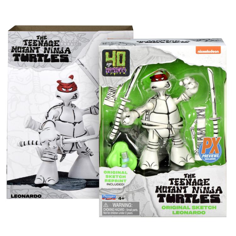 Teenage Mutant Ninja Turtles 40th Anniversary PX Previews Black & White Original Sketch Leonardo Exclusive Figure Gallery Image 7