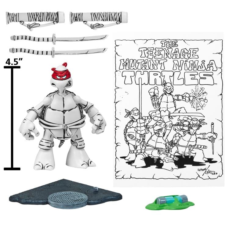 Teenage Mutant Ninja Turtles 40th Anniversary PX Previews Black & White Original Sketch Leonardo Exclusive Figure Gallery Image 5