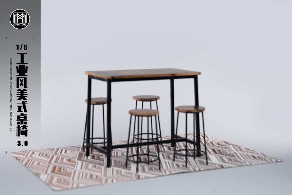 Industrial Style American Table and Chairs 3.0 1/6 Scale Accessory Gallery Image 4