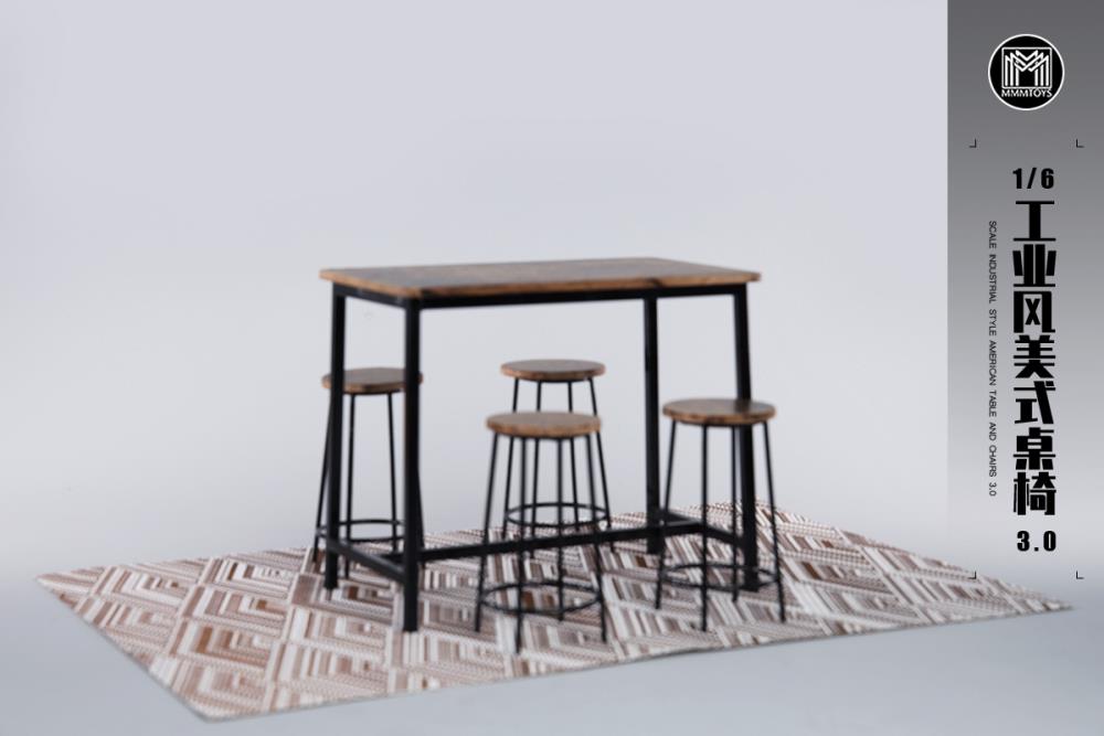 Industrial Style American Table and Chairs 3.0 1/6 Scale Accessory Gallery Image 5