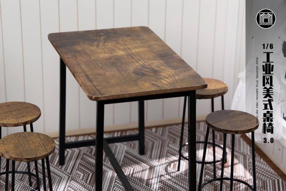 Industrial Style American Table and Chairs 3.0 1/6 Scale Accessory Gallery Image 7