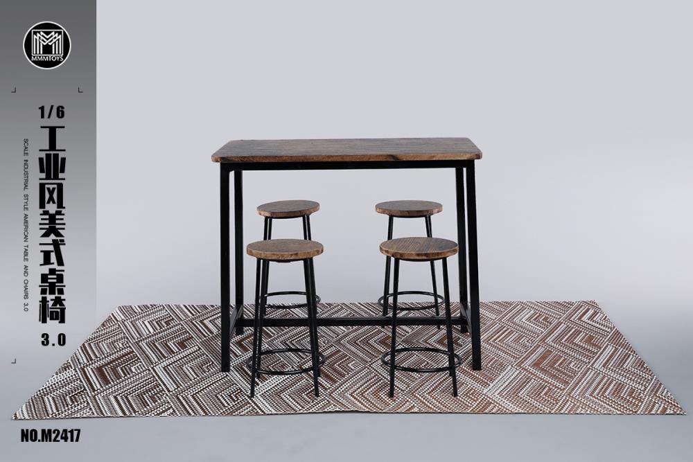 Industrial Style American Table and Chairs 3.0 1/6 Scale Accessory Gallery Image 3