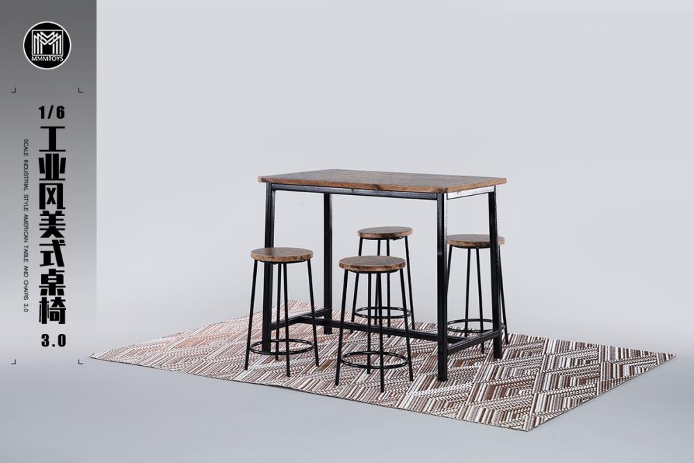 Industrial Style American Table and Chairs 3.0 1/6 Scale Accessory Gallery Image 6
