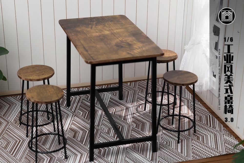 Industrial Style American Table and Chairs 3.0 1/6 Scale Accessory Gallery Image 8