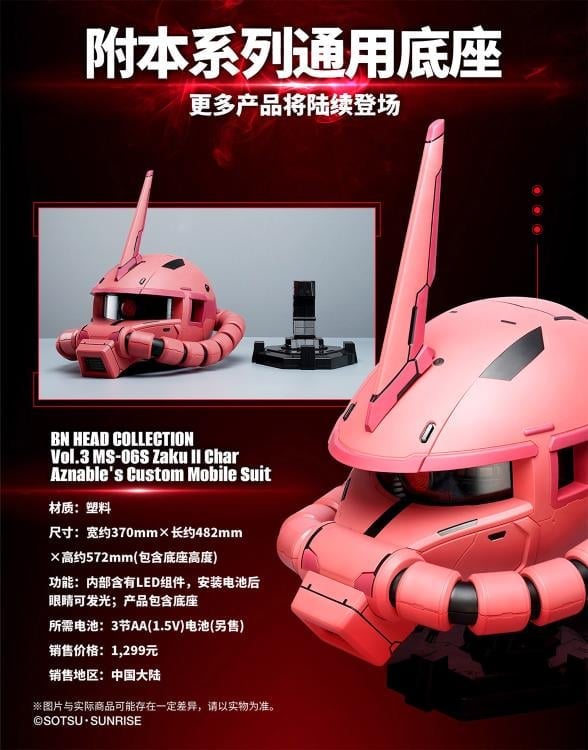 Mobile Suit Gundam BN Head Collection Vol.3 MS-06S ZAKU II Head Sculpt