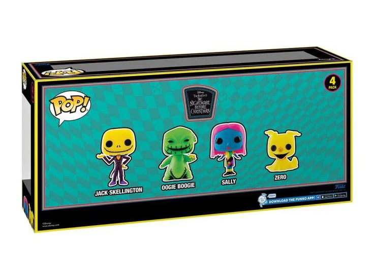 Pop! Disney: The Nightmare Before Christmas (Blacklight) Four-Pack Exclusive Gallery Image 4