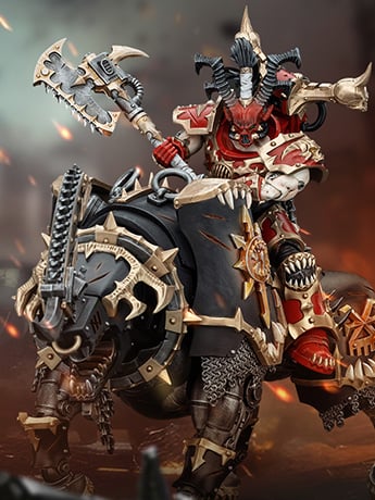 Warhammer 40K World Eaters Lord Invocatus with Khrone Juggernaut Daemon 1/18 Scale Action Figure Set Gallery Image 2