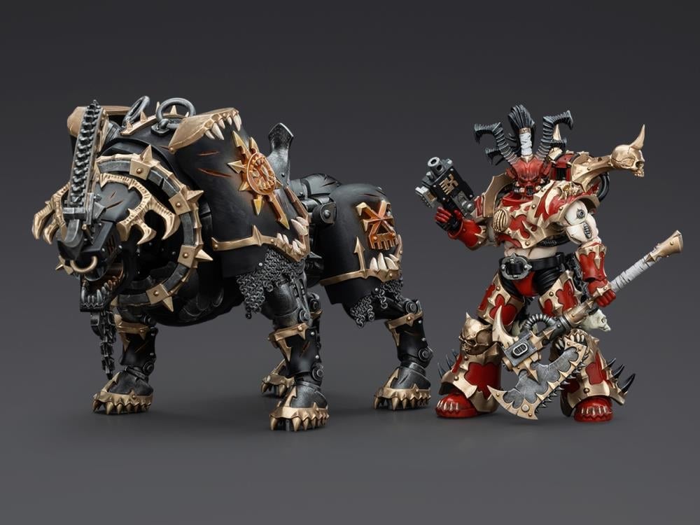 Warhammer 40K World Eaters Lord Invocatus with Khrone Juggernaut Daemon 1/18 Scale Action Figure Set Gallery Image 6