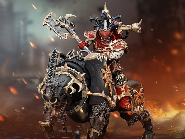 Warhammer 40K World Eaters Lord Invocatus with Khrone Juggernaut Daemon 1/18 Scale Action Figure Set Gallery Image 1