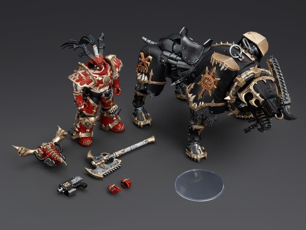 Warhammer 40K World Eaters Lord Invocatus with Khrone Juggernaut Daemon 1/18 Scale Action Figure Set Gallery Image 9