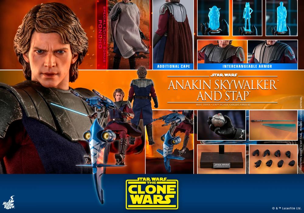 Star Wars: The Clone Wars TMS020B Anakin Skywalker and STAP Special Edition 1/6th Scale Figure Gallery Image 14