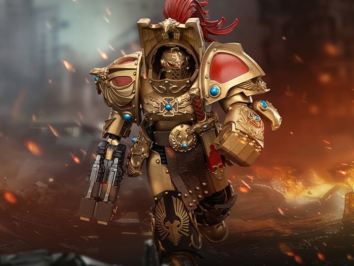 Warhammer: The Horus Heresy Legio Custodes Aquilon Terminator Squad Aquilon with Twin-Linked Adrathic Destructor 1/18 Scale Action Figure Gallery Image 1