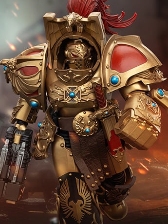 Warhammer: The Horus Heresy Legio Custodes Aquilon Terminator Squad Aquilon with Twin-Linked Adrathic Destructor 1/18 Scale Action Figure Gallery Image 2