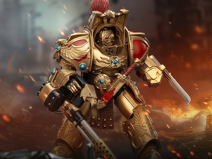 Warhammer: The Horus Heresy Legio Custodes Aquilon Terminator Squad Aquilon with Infernus Firepike 1/18 Scale Action Figure Gallery Image 1