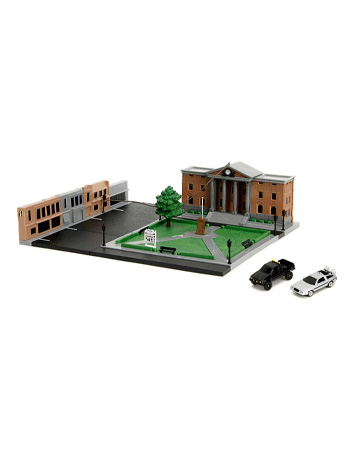 Back to the Future Nano Scene Hollywood Rides Hill Valley Courthouse Scene with 2 Vehicles Gallery Image 2