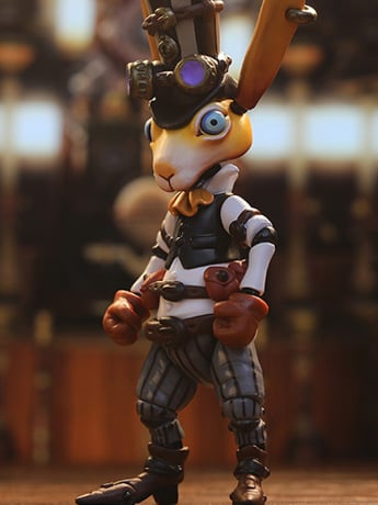 Steampunk Rabbit FigLite 3.75" Action Figure Gallery Image 2