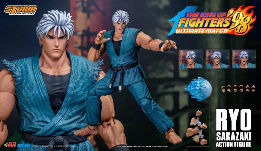 The King of Fighters '98 Ultimate Match Ryo Sakazaki (Light Blue with Gray Hair Ver.) 1/12 Scale Exclusive Action Figure Gallery Image 3