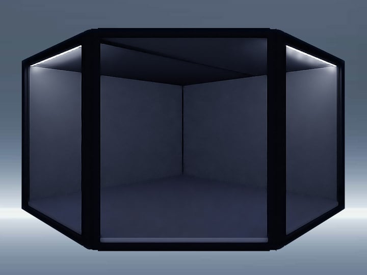DF60 45° Corner Display Case (Set of 4 Spotlights) Gallery Image 1