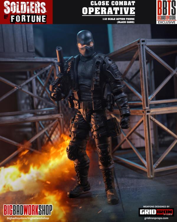 Soldiers of Fortune Close Combat Operative (Black Camo) 1/12 Scale Action Figure Gallery Image 4