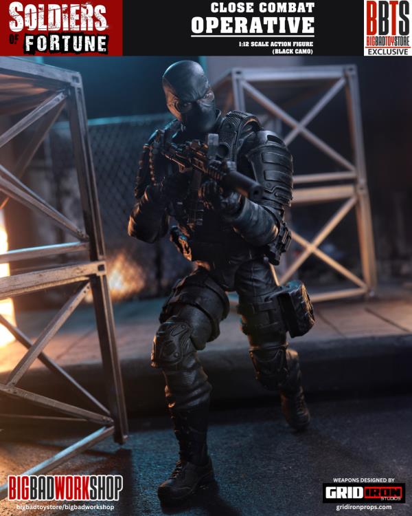 Soldiers of Fortune Close Combat Operative (Black Camo) 1/12 Scale Action Figure Gallery Image 9