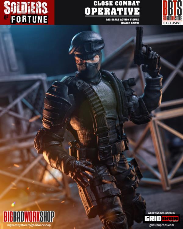 Soldiers of Fortune Close Combat Operative (Black Camo) 1/12 Scale Action Figure Gallery Image 6