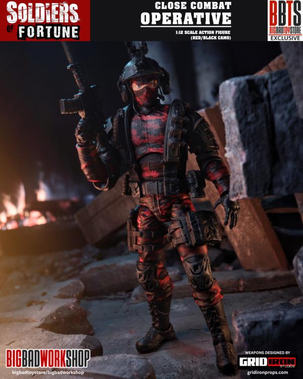 Soldiers of Fortune Close Combat Operative (Red/Black Camo) 1/12 Scale Action Figure Gallery Image 3