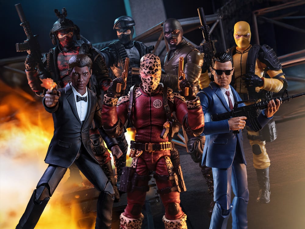 Soldiers of Fortune Set of Six 1/12 Scale Action Figures (with Bonus Figure) Gallery Image 1