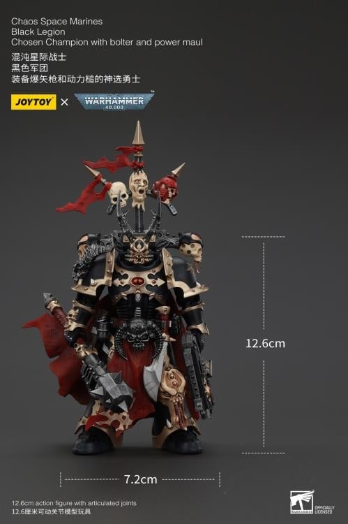Warhammer 40K Chaos Space Marines Black Legion Chosen Champion with Bolter and Power Maul 1/18 Scale Action Figure Gallery Image 4