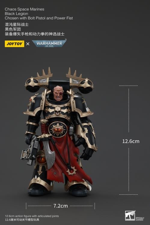Warhammer 40K Chaos Space Marines Black Legion Chosen with Bolt Pistol and Power Fist 1/18 Scale Action Figure Gallery Image 4