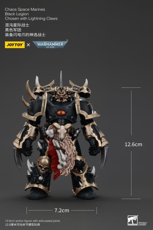 Warhammer 40K Chaos Space Marines Black Legion Chosen with Lightning Claws 1/18 Scale Action Figure Gallery Image 4