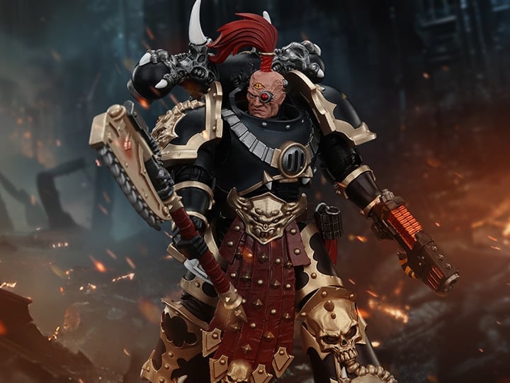Warhammer 40K Chaos Space Marines Black Legion Chosen with Plasma Pistol and Power Axe 1/18 Scale Action Figure Gallery Image 1