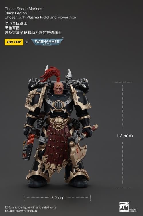 Warhammer 40K Chaos Space Marines Black Legion Chosen with Plasma Pistol and Power Axe 1/18 Scale Action Figure Gallery Image 4