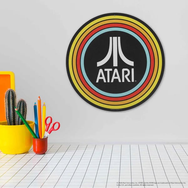 Atari Vintage Stripes Round Metal Sign