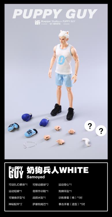 Puppy Guy 01 White Samoyed 1/6 Scale Action Figure Gallery Image 13