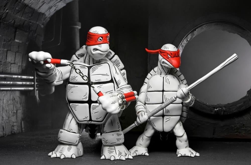 Teenage Mutant Ninja Turtles The First Sketch Turtles (Black & White) Action Figure Two-Pack Gallery Image 4