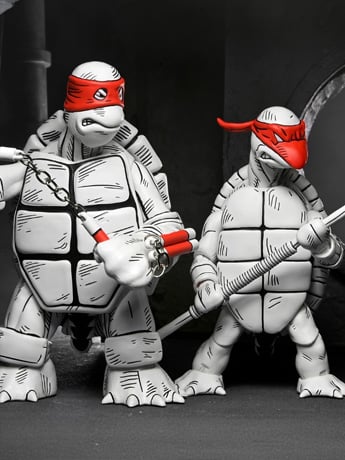 Teenage Mutant Ninja Turtles The First Sketch Turtles (Black & White) Action Figure Two-Pack Gallery Image 2