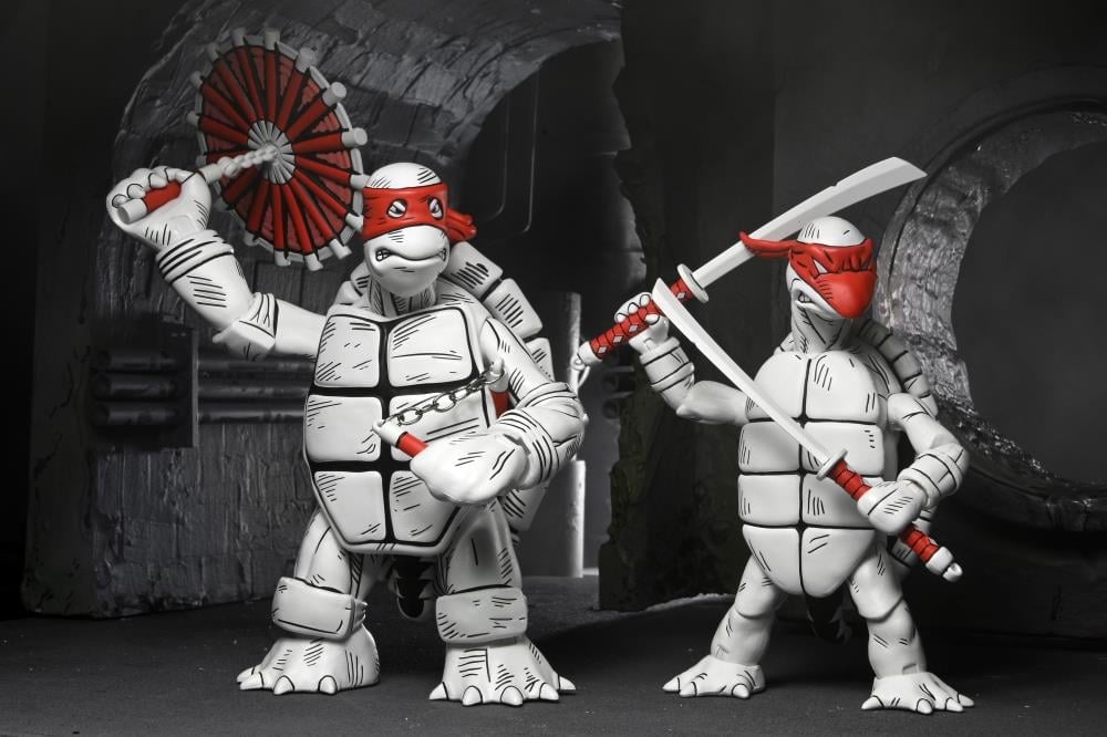Teenage Mutant Ninja Turtles The First Sketch Turtles (Black & White) Action Figure Two-Pack Gallery Image 3
