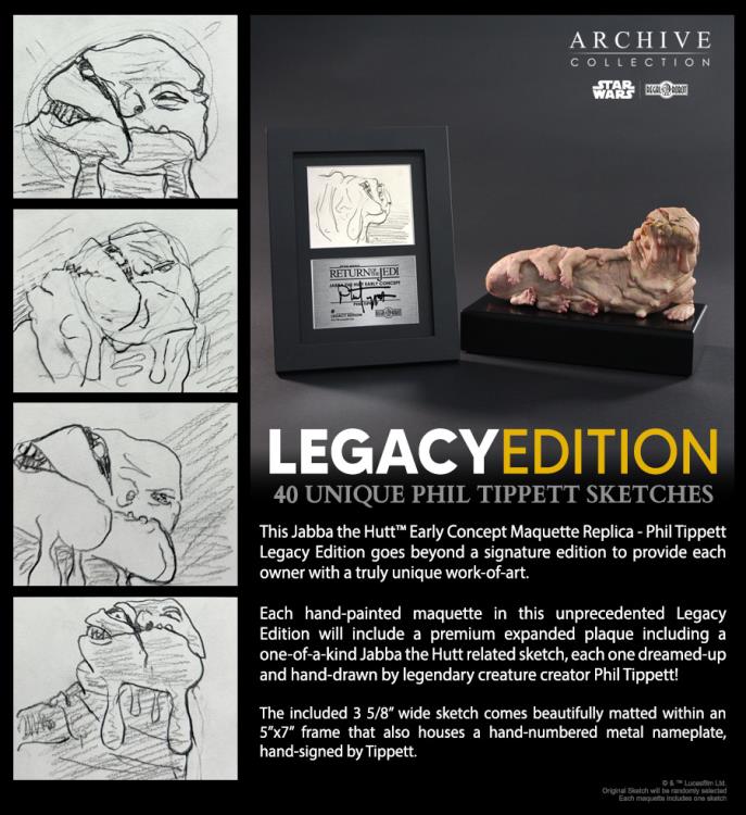 Star Wars: Return of the Jedi Archive Collection Jabba the Hutt (Legacy Edition) Limited Edition Early Concept Maquette Replica Gallery Image 6